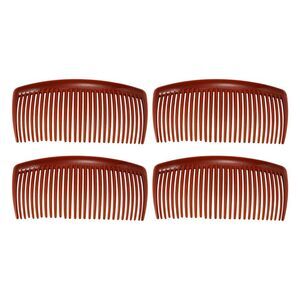 4 Pcs Classic Side Clip Teeth Hair Hair Clip Comb Plastic Brown 4"